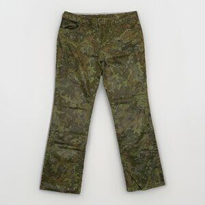 Express Womens Stretch Jeans Size 9 / 10 Camo Green Mid Rise Pants 3-Pockets EUC